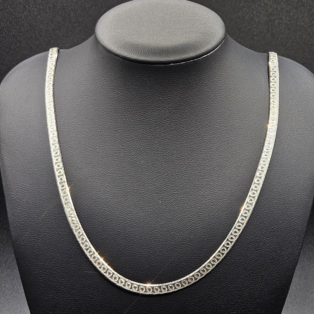 Milor Italy 925 Sterling Silver Reversible 30" Herringbone Necklace 14.7g